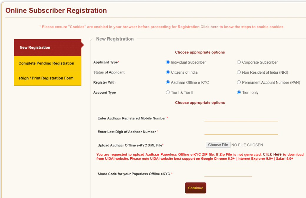 Atal Pension Yojana Online Subscriber Registration