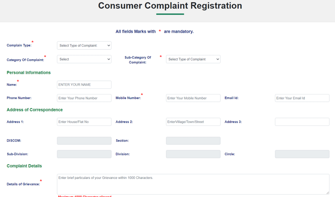 Odisha Consumer Complaint Registration Form