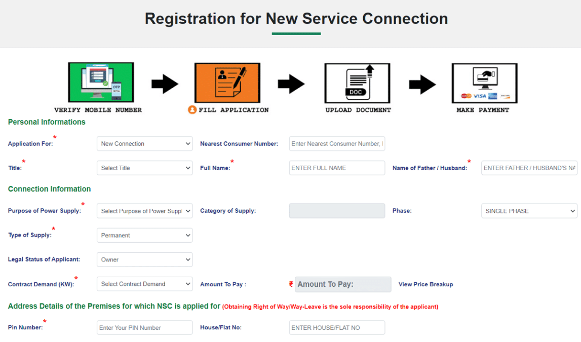 Odisha New Service Connection Registration Form