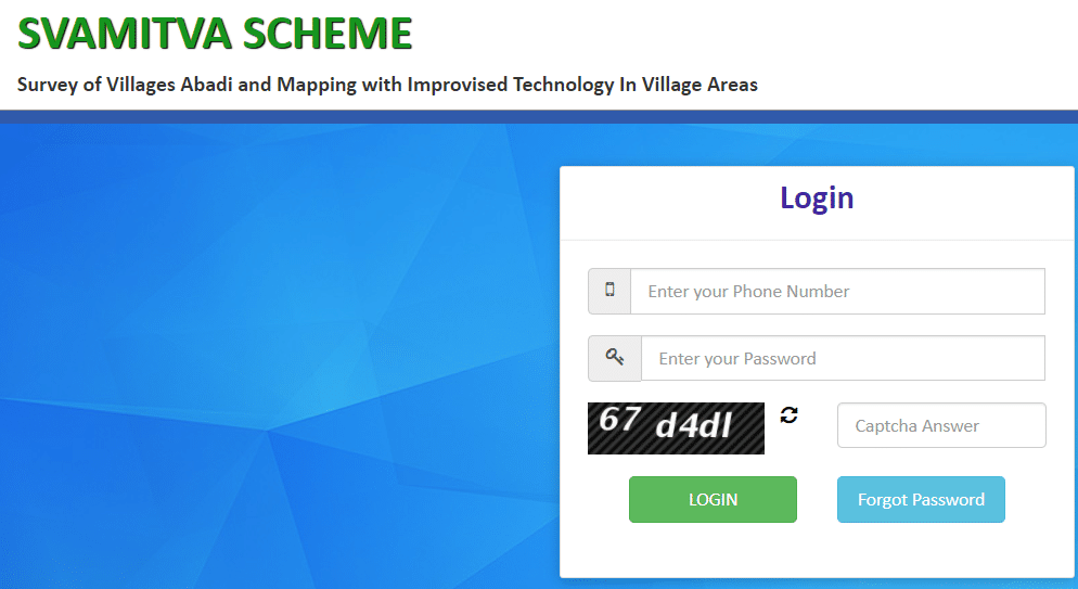 PM Swamitva Yojana Portal Login