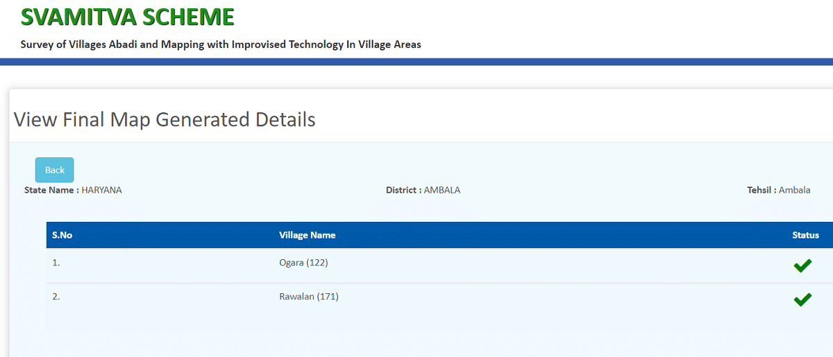 View Final Map Generated Details Swamitva