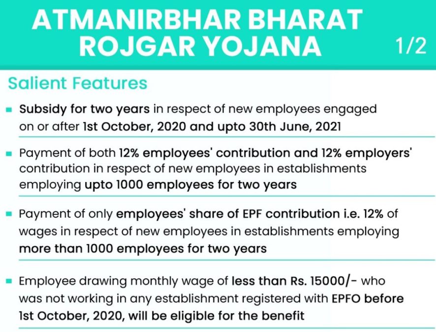 Atmanirbhar Bharat Rojgar Yojana Features