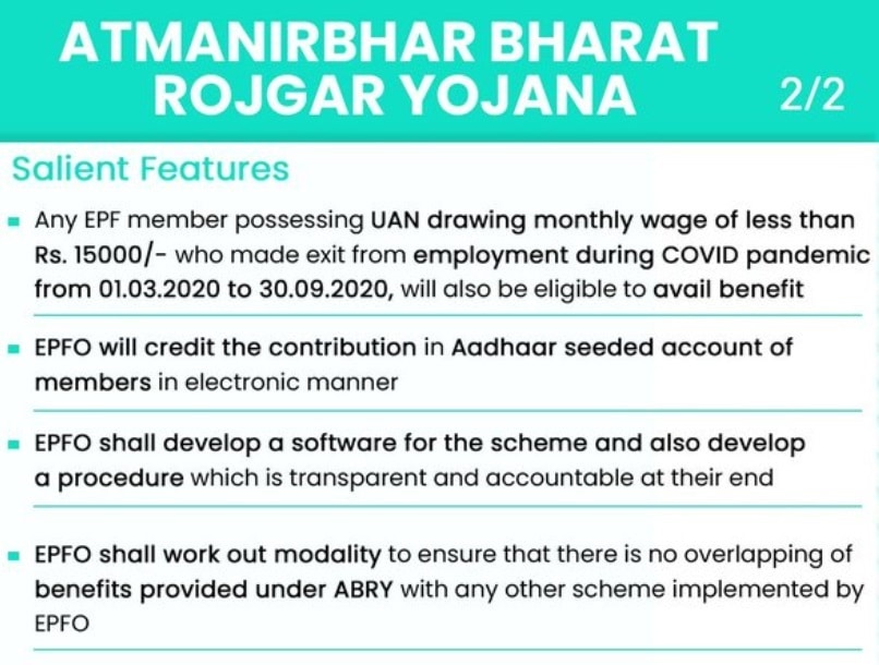 atmanirbhar bharat rozgar yojana features