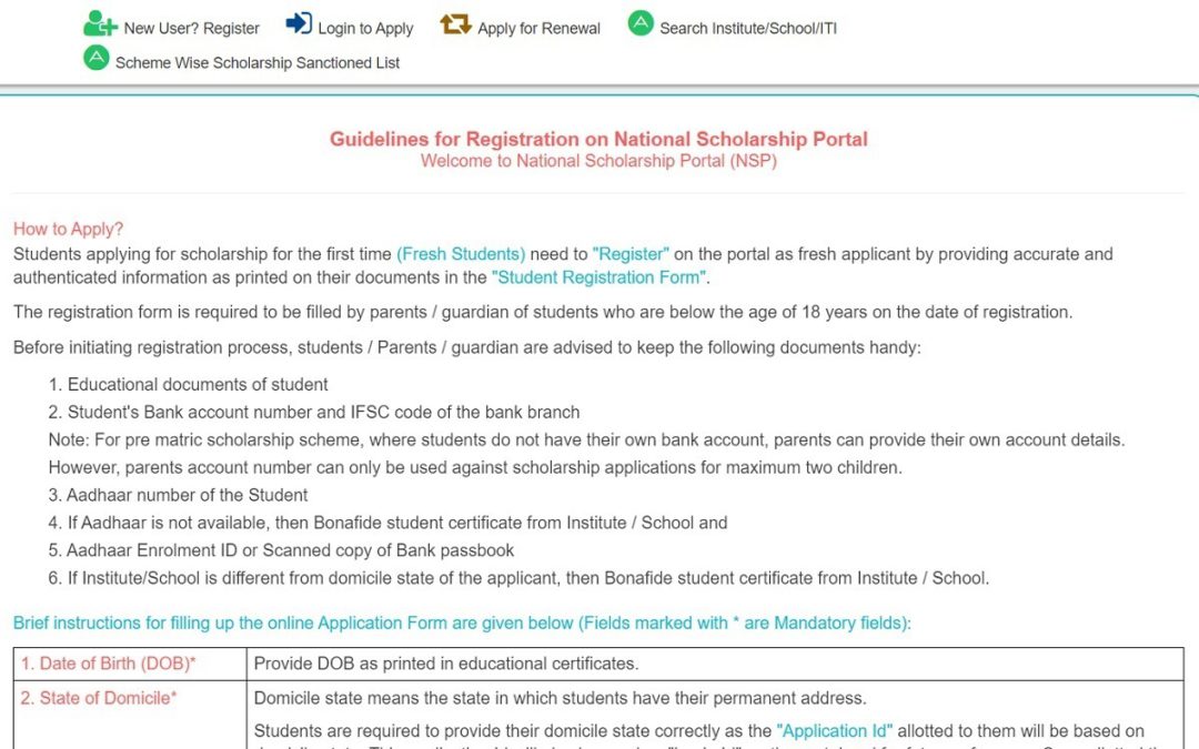 Post Matric Scholarship SC Students Apply Online