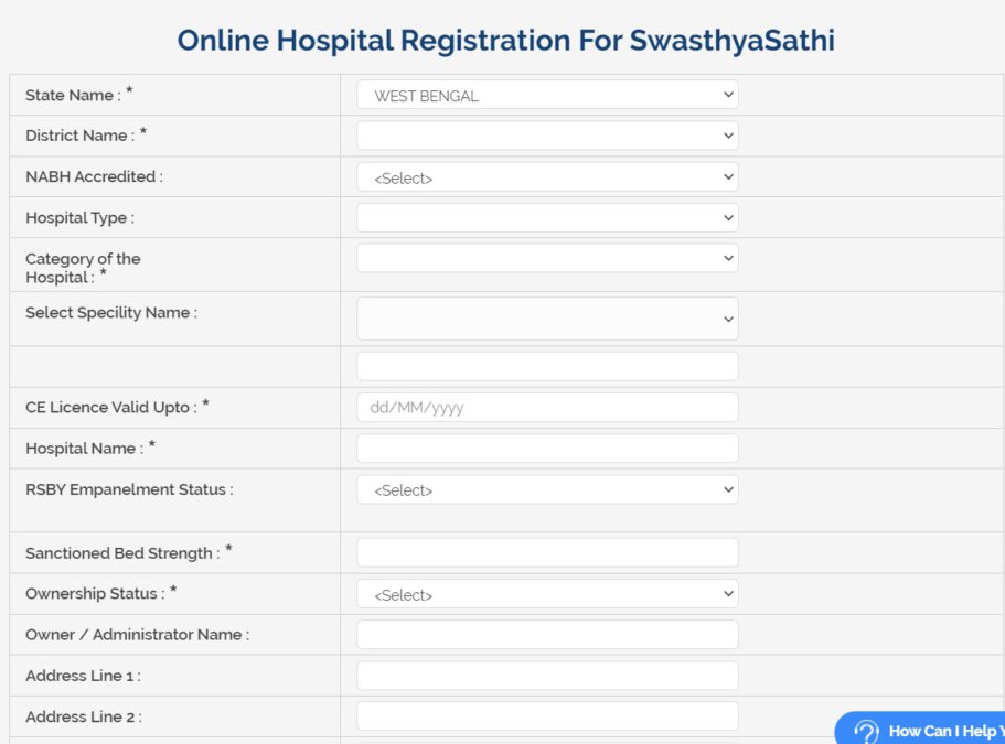 Swasthya Sathi Online Hospital Registration