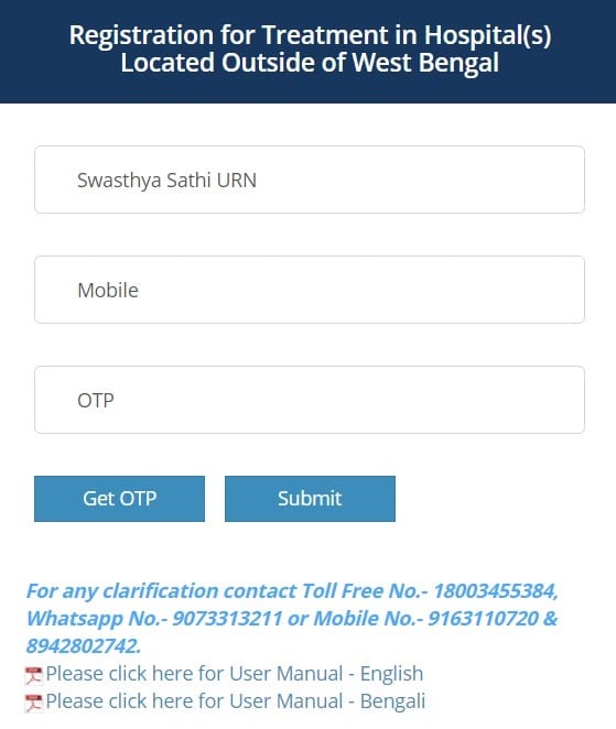 Swasthya Sathi Registration Treatment Outside WB