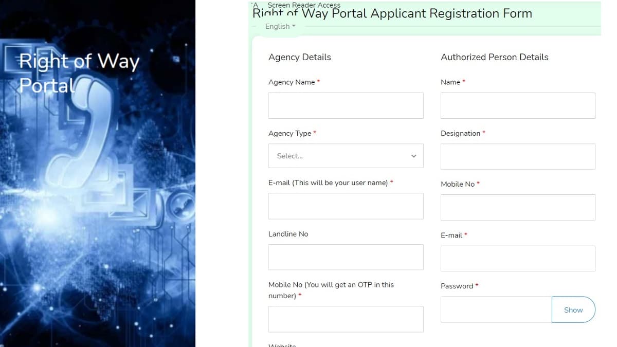 Tamil Nadu Right of Way Portal Registration Login