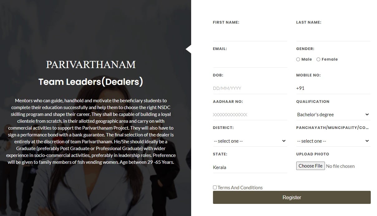Dealer Mimi Fish Registration Parivarthanam Pariyojana Portal