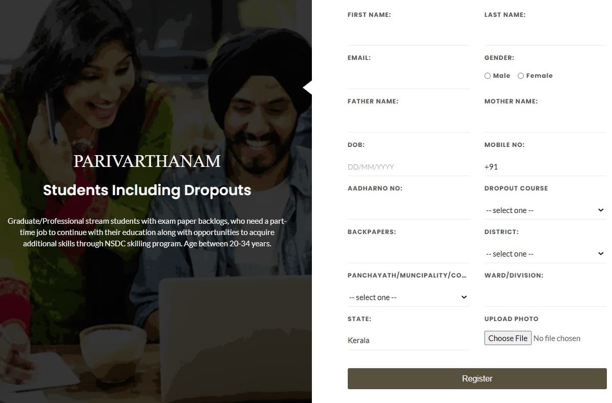 Kerala Parivarthanam Yojana Registration Students