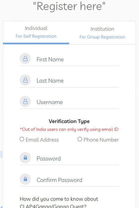 Clap 4 Ganga Portal Registration