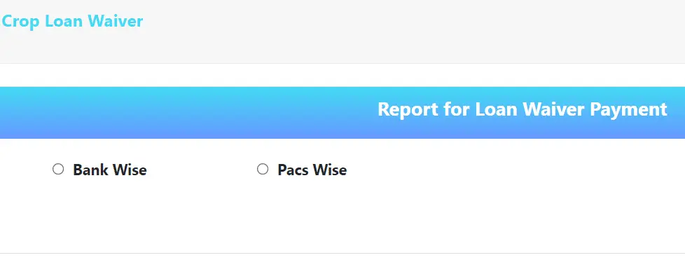 Crop Loan Waiver Report on CLWS Karnataka Portal