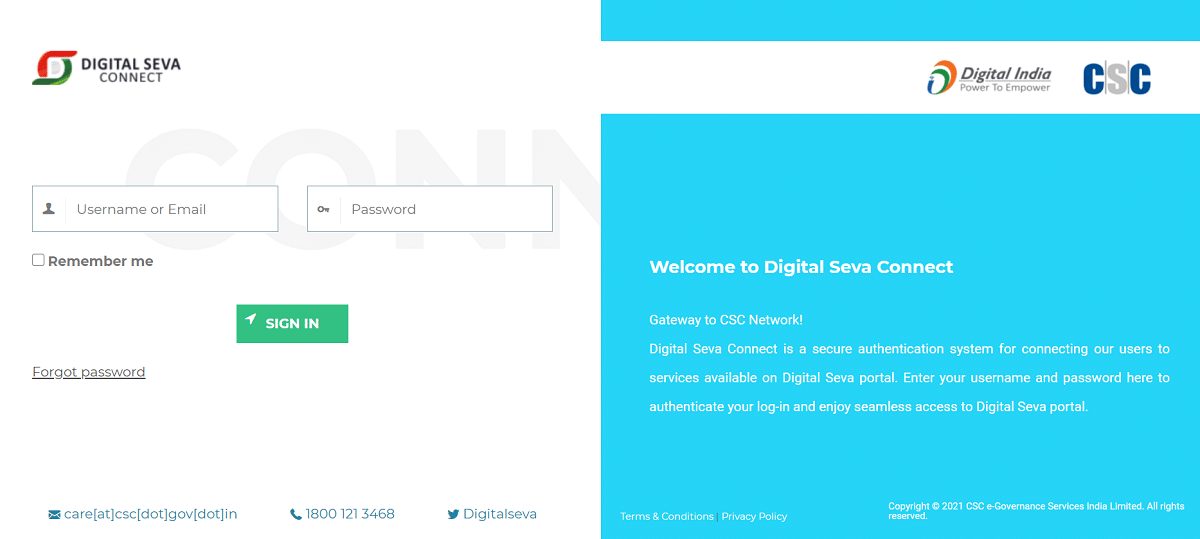 CSC Digital Seva Connect Portal Login
