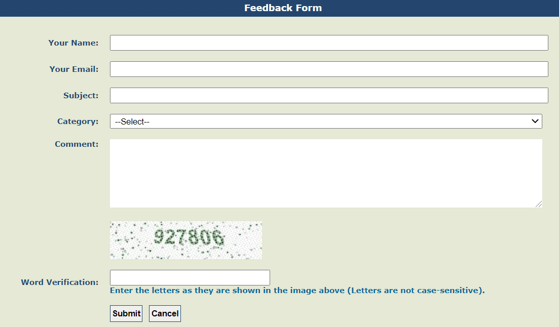 PFMS Portal Feedback Form