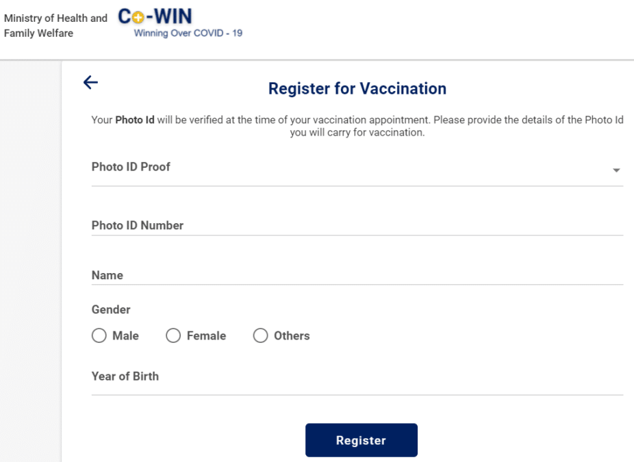 selfregistration cowin gov Covid Vaccine Registration