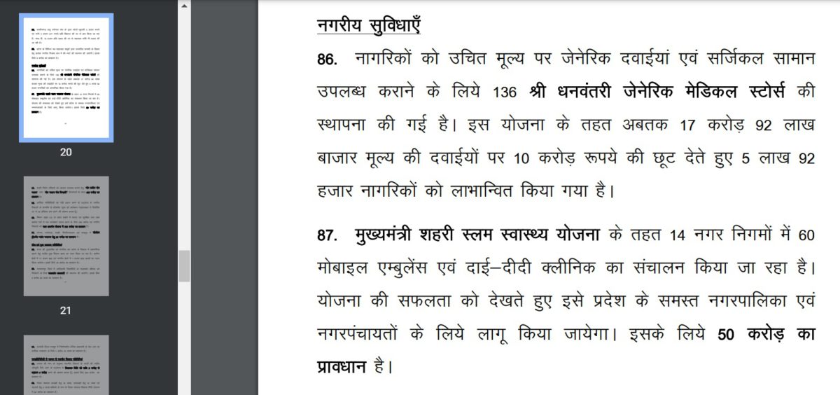 Mukhyamantri Shehri Slum Swasthya Yojana CG Budget 2022-23