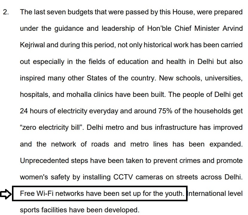 Free Wi-fi Scheme Delhi Budget 2022-23