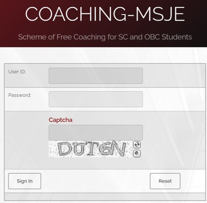 Login Free Coaching SC OBC Students