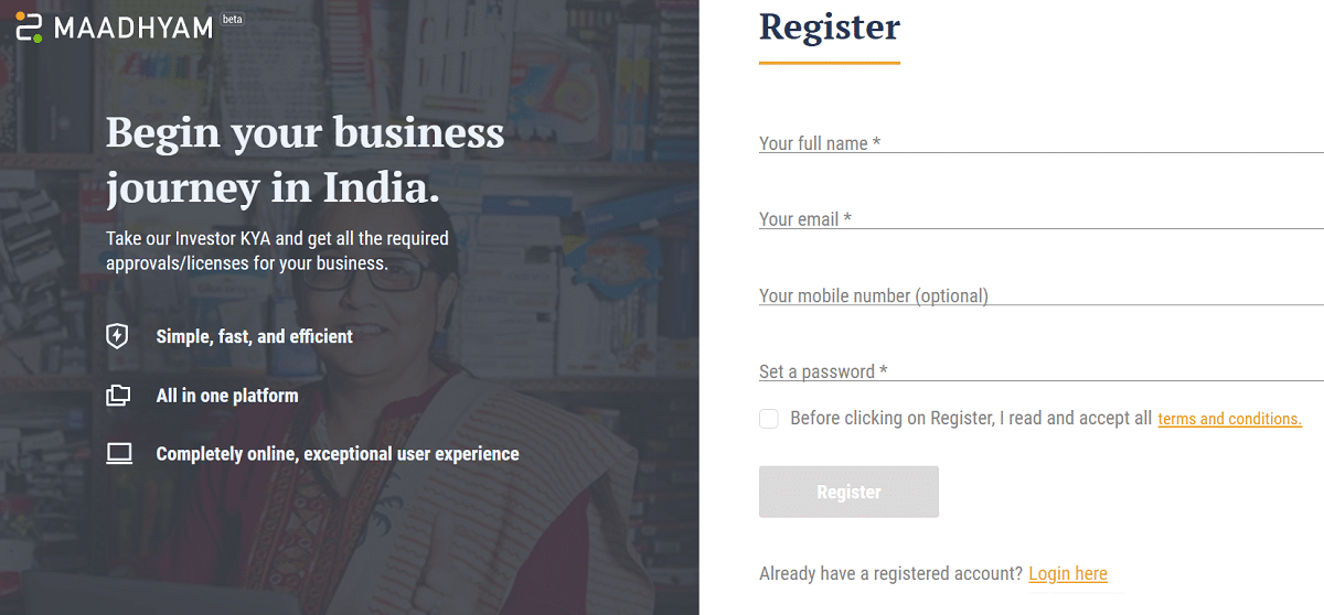 Maadhyam Portal Registration Form Investors