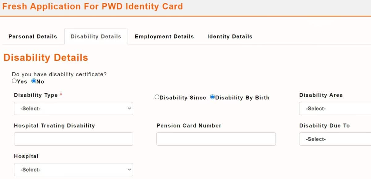 PWD Identity Card Disability Details