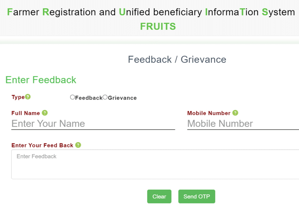 Fruits Karnataka Gov Feedback Grievance