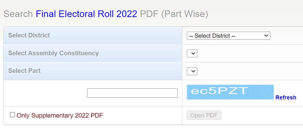 Search Maharashtra Final Electoral Roll 2022 PDF