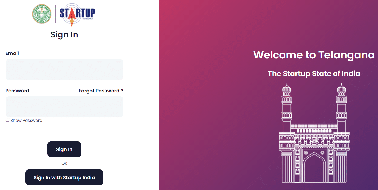 Startup Telangana Portal Login
