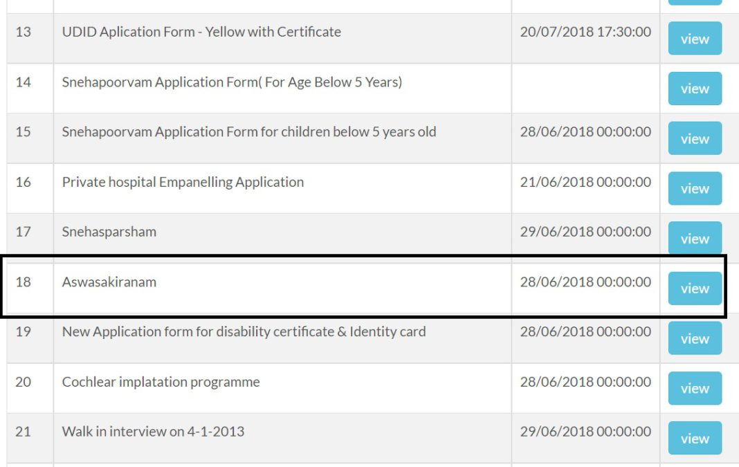 Kerala Aswasakiranam Scheme Apply Online Link