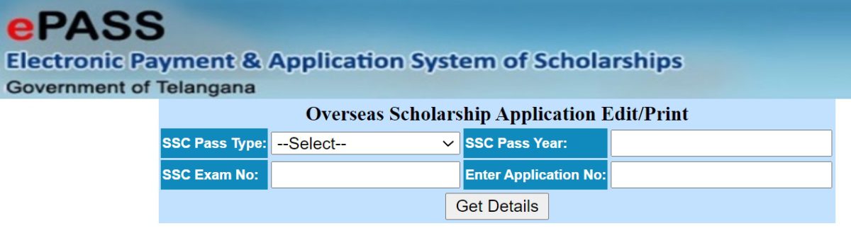 Telangana CM Overseas Scholarship Scheme Minorities Edit Registration
