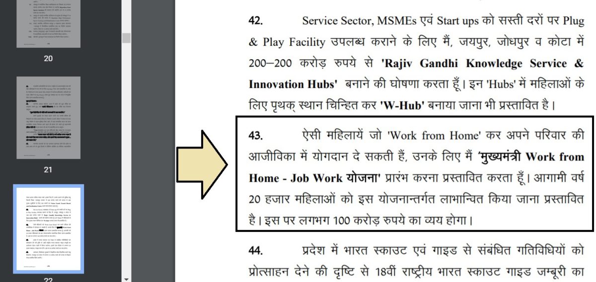 Rajasthan Mukhyamantri Job Work Yojana Announcement Budget 2022-23