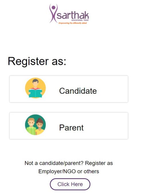 Register Candidate / Parent at Job Portal for Disabled Person