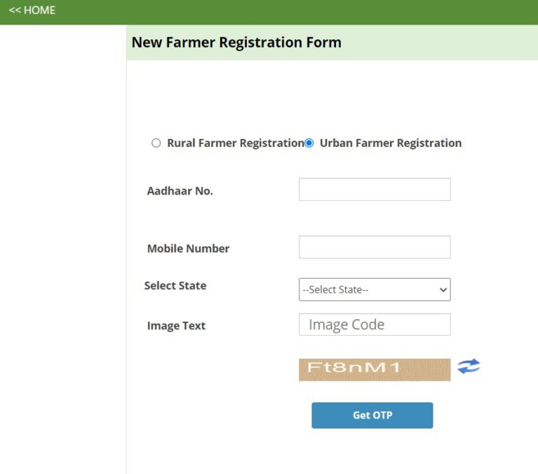 PM Kisan Registration Form Urban
