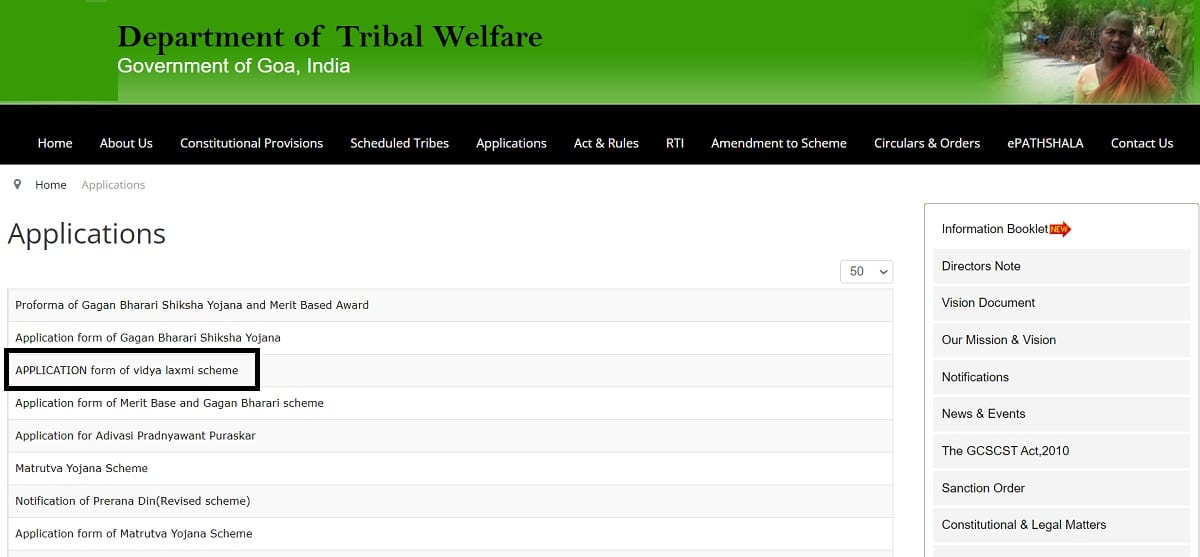 Tribalwelfare Goa Gov In Applications