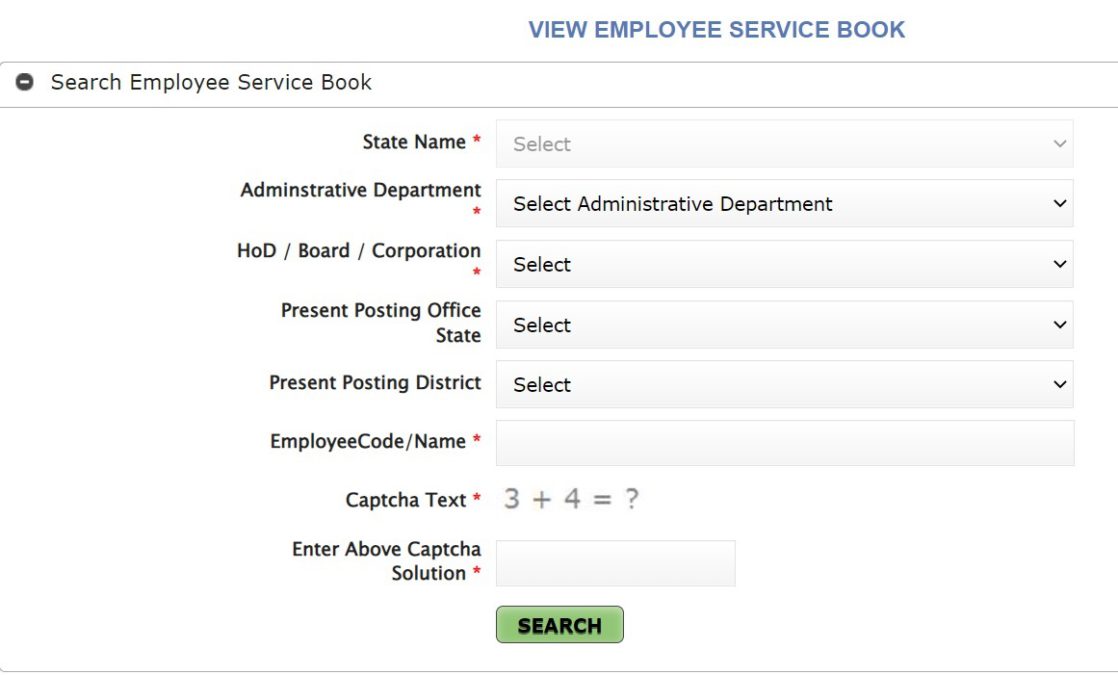 View Employee Service Book Punjab IHRMS Portal