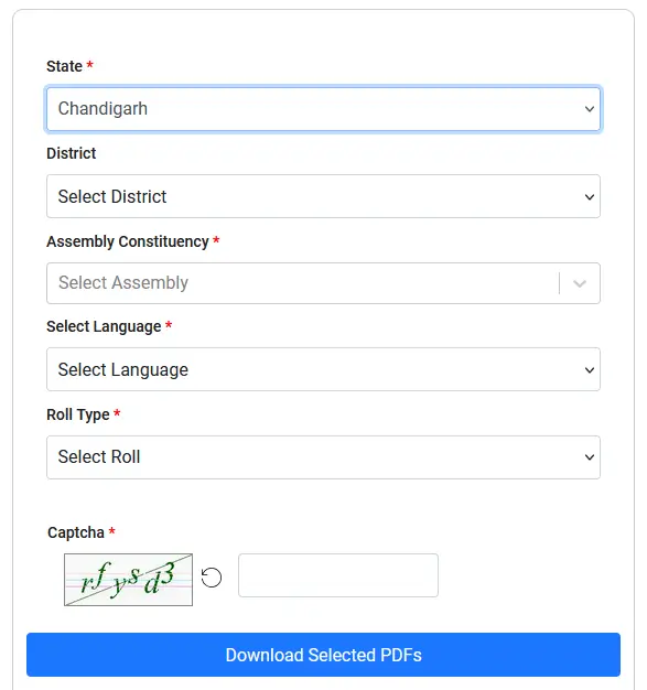 Chandigarh Voters List