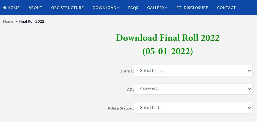 CEO Nagaland Gov Download Electoral Roll-2022