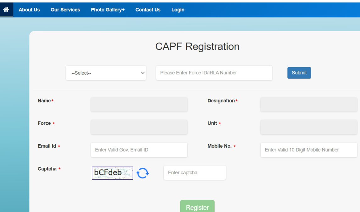 CAPF eawas Scheme Registration Form