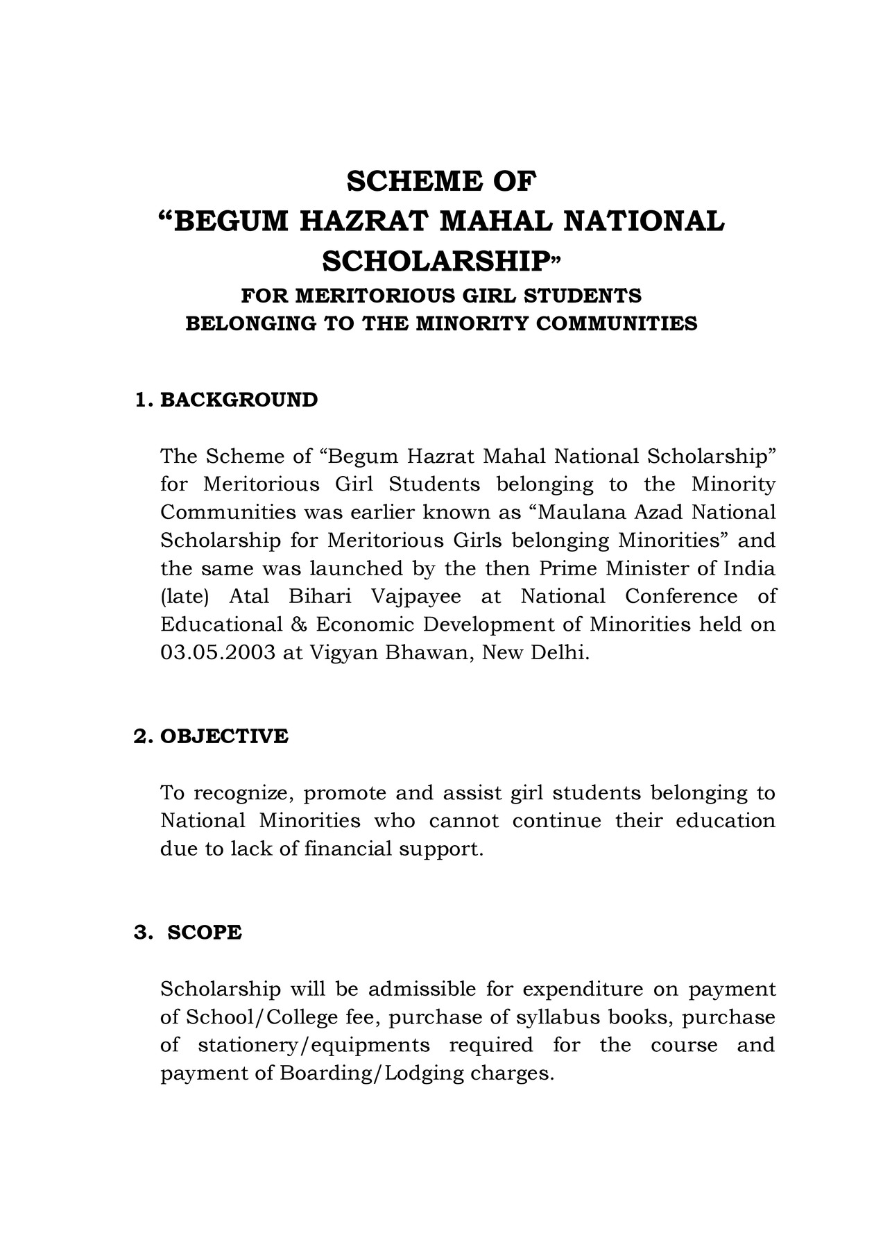 Begum Hazrat Mahal National Scholarship 2024 Guidelines PDF