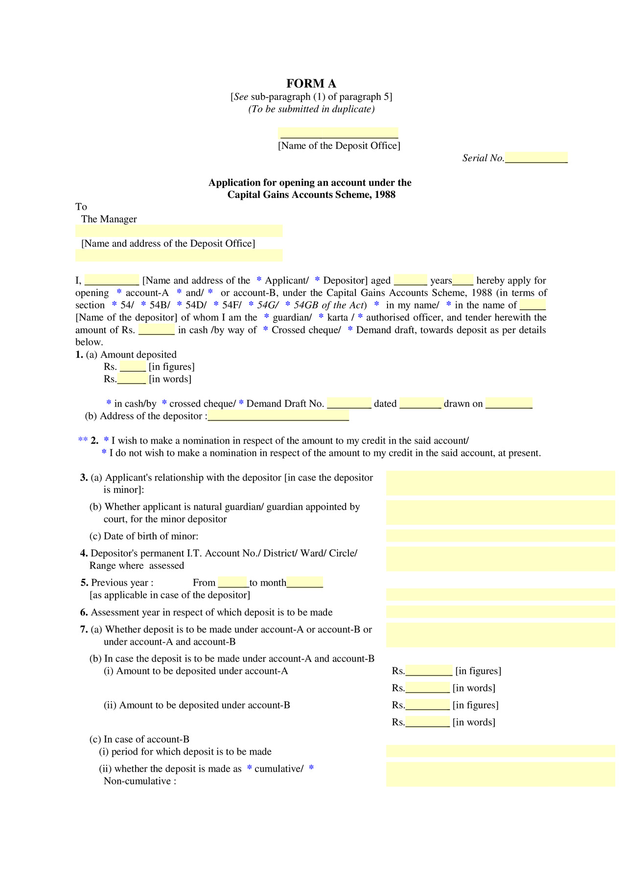 Capital Gains Accounts Scheme 1988 Forms PDF