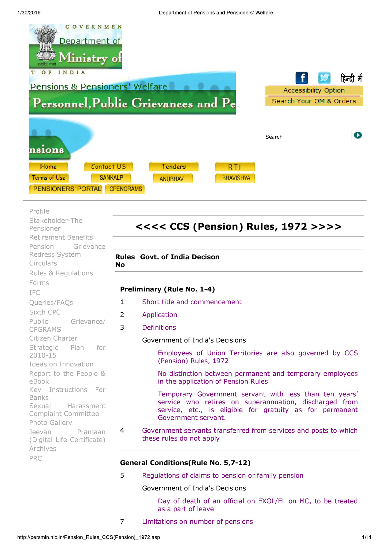 Old Pension Scheme Rules 1972 PDF