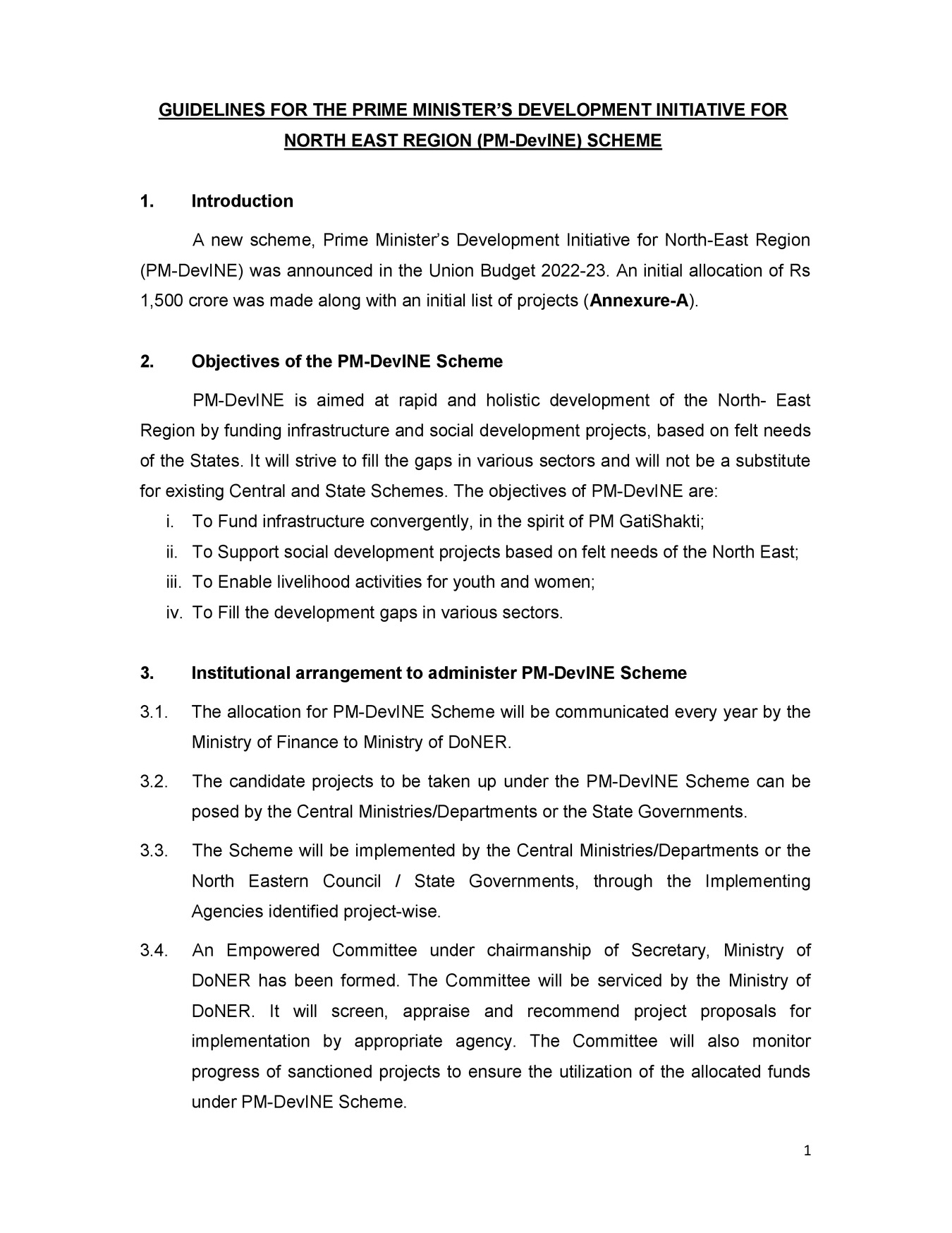 PM DevINE Scheme 2024 Guidelines PDF Download