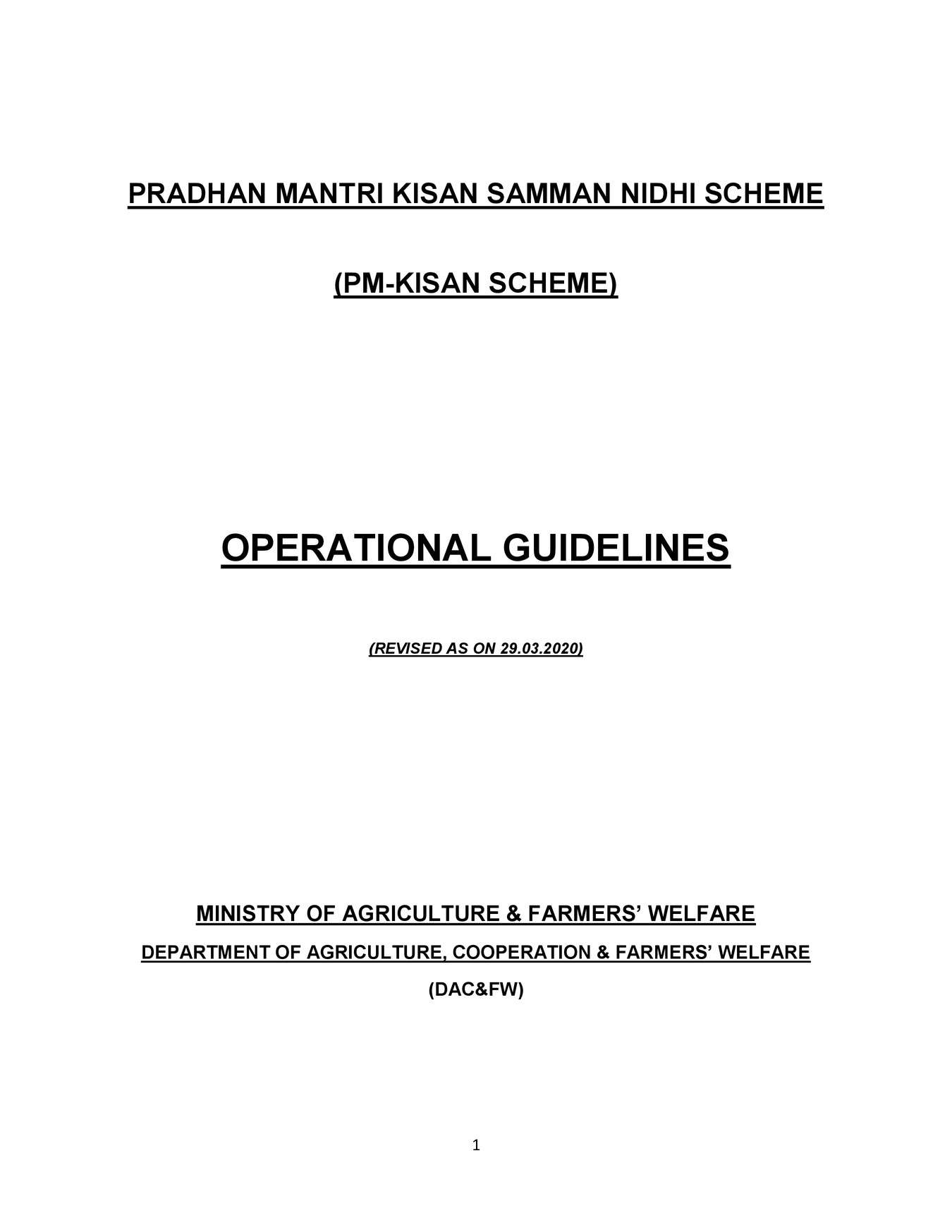 PM Kisan Yojana 2022 Guidelines PDF