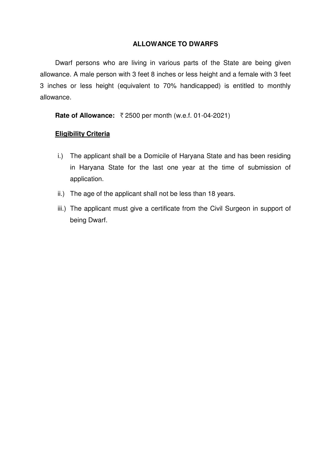 Haryana Bauna Bhatta Yojana Guidelines PDF