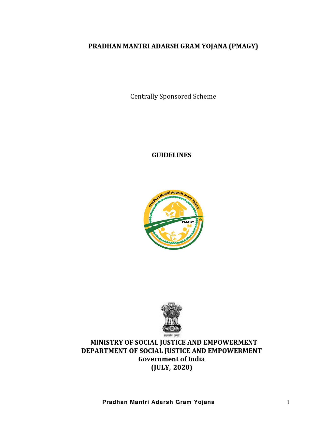 Pradhan Mantri Adarsh Gram Yojana (PMAGY) Guidelines PDF