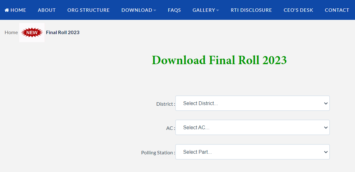 CEO Nagaland Gov Download Electoral Roll 2023