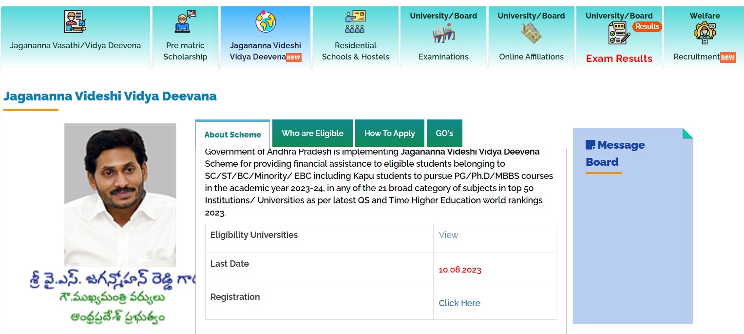 Jagananna Videshi Vidya Deevena Scheme 2024 Registration, List