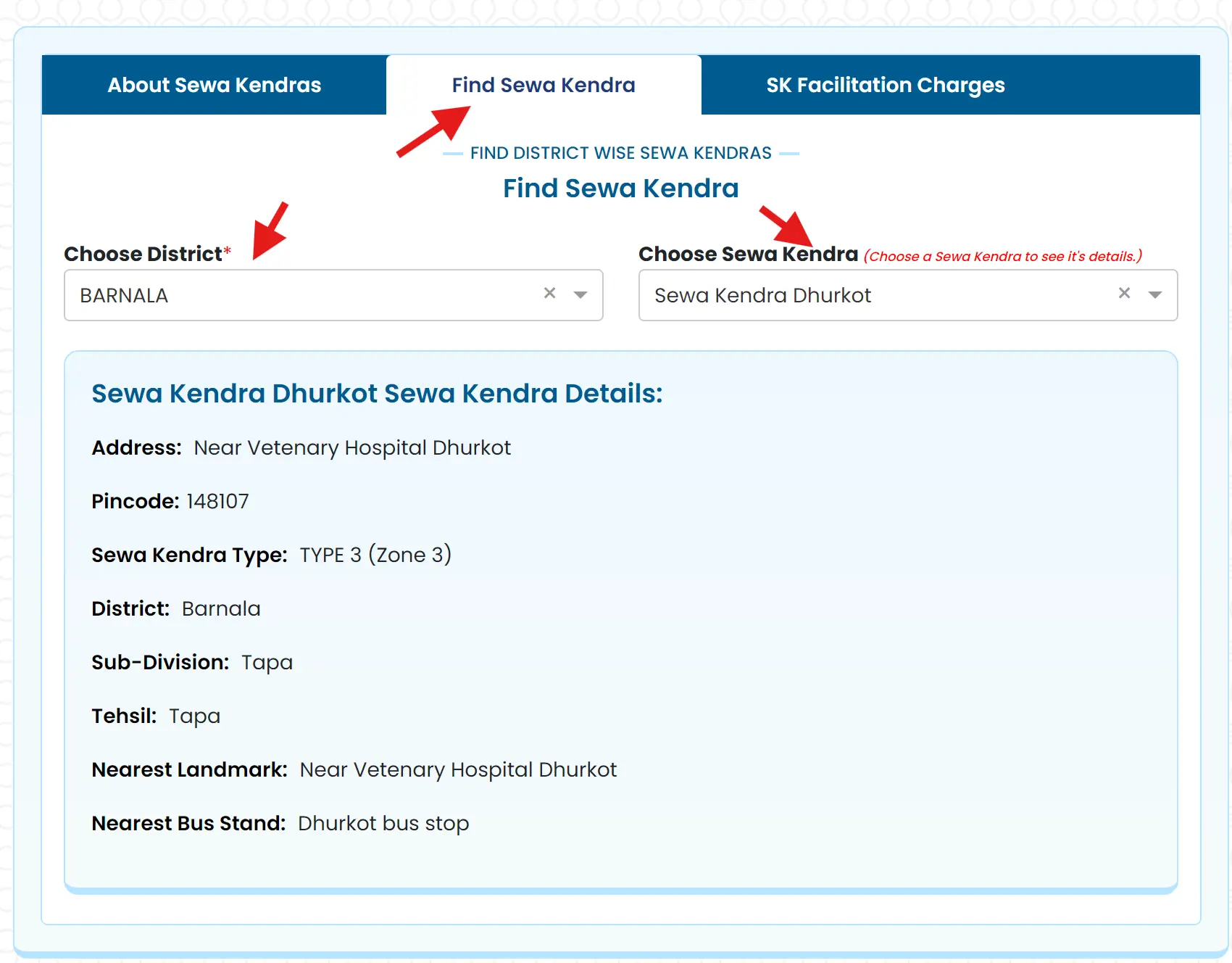 Punjab Sewa Kendra List Online Check