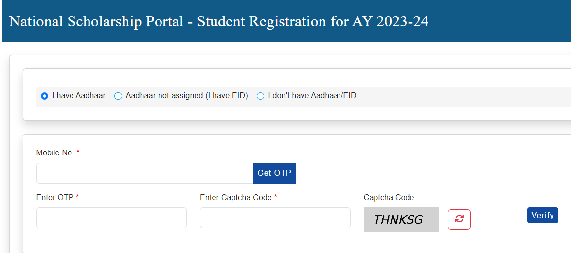 NMMSS Student Registration 2023-24