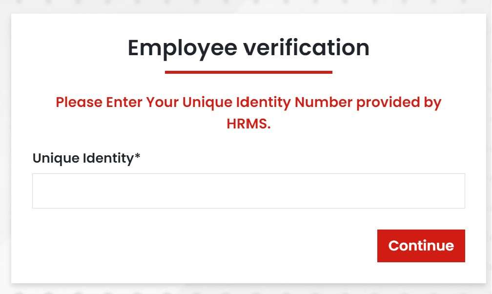 Employee Verification Screen