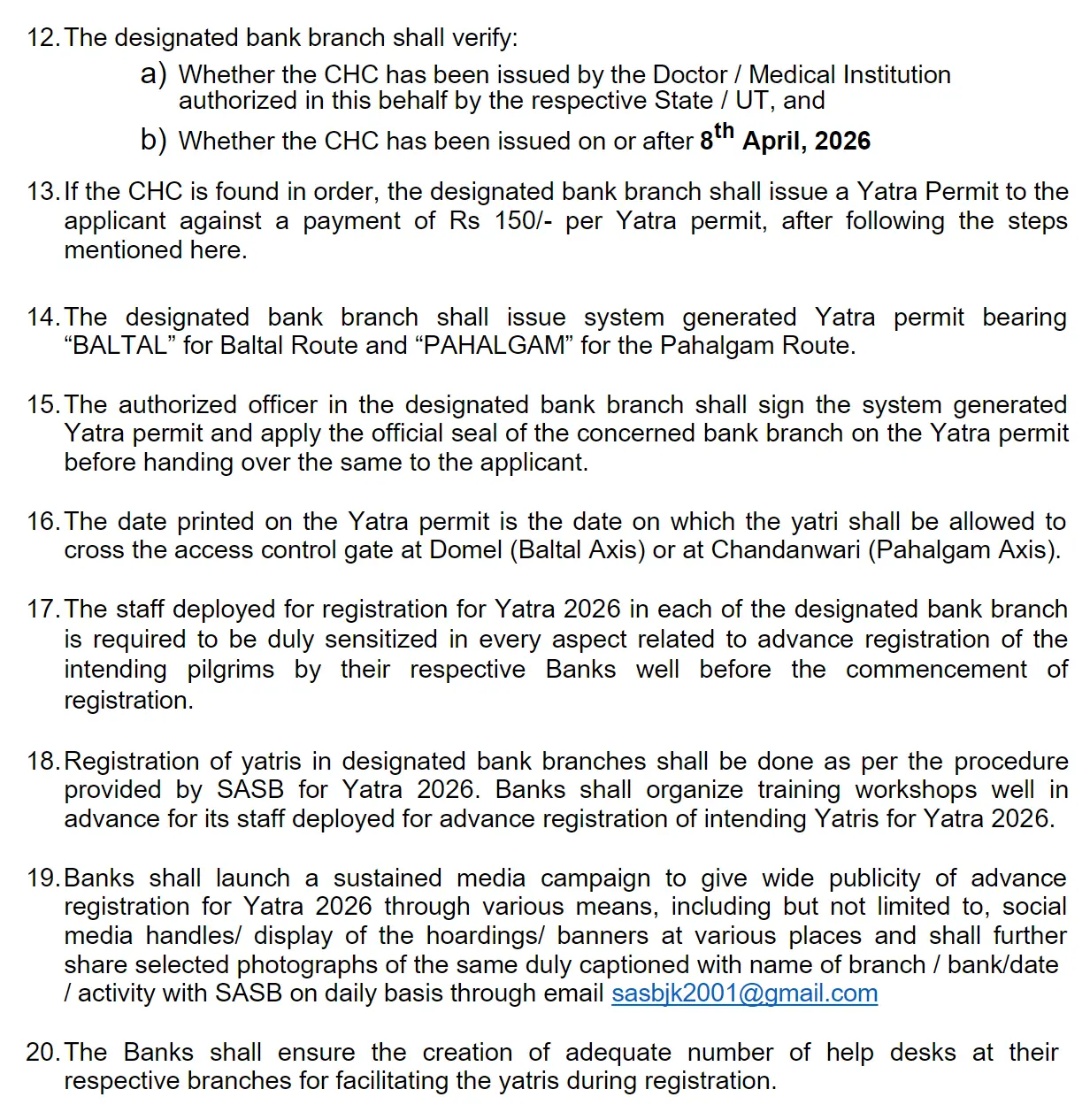 Amarnath Yatra Registration Process through Banks - Page 2