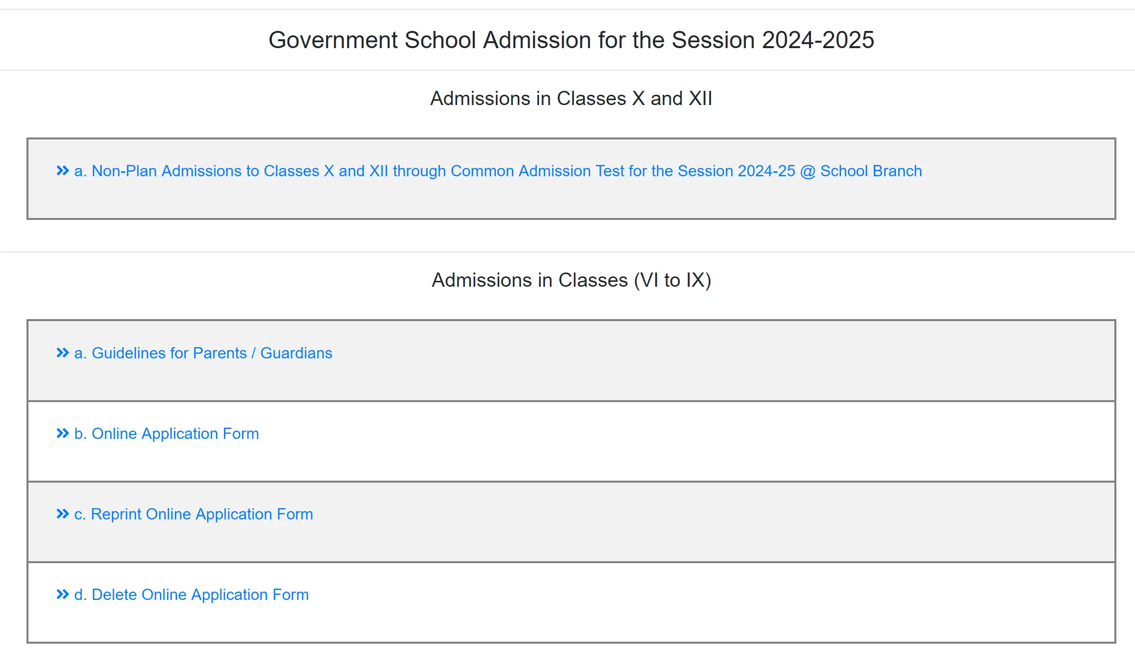 Delhi Govt School Admissions